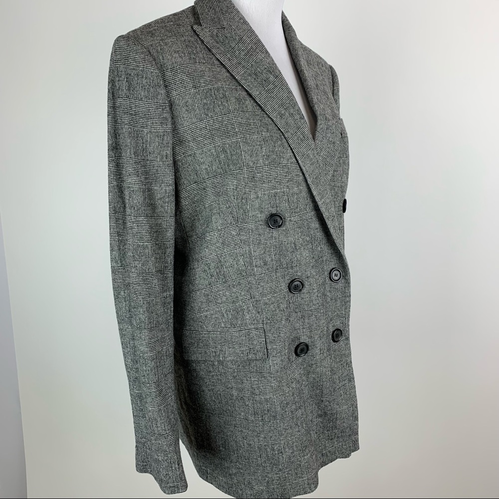 ZARA Black Plaid Double Breasted Blazer Medium - Picture 6 of 16